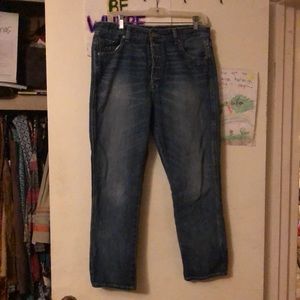 Lucky brand ankle length jeans with high waist, button fly. Size 30/10